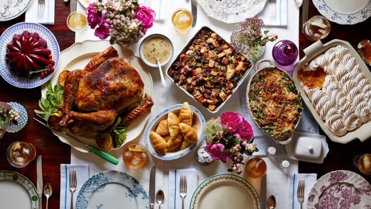 Thanksgiving Dinner Set on the Table